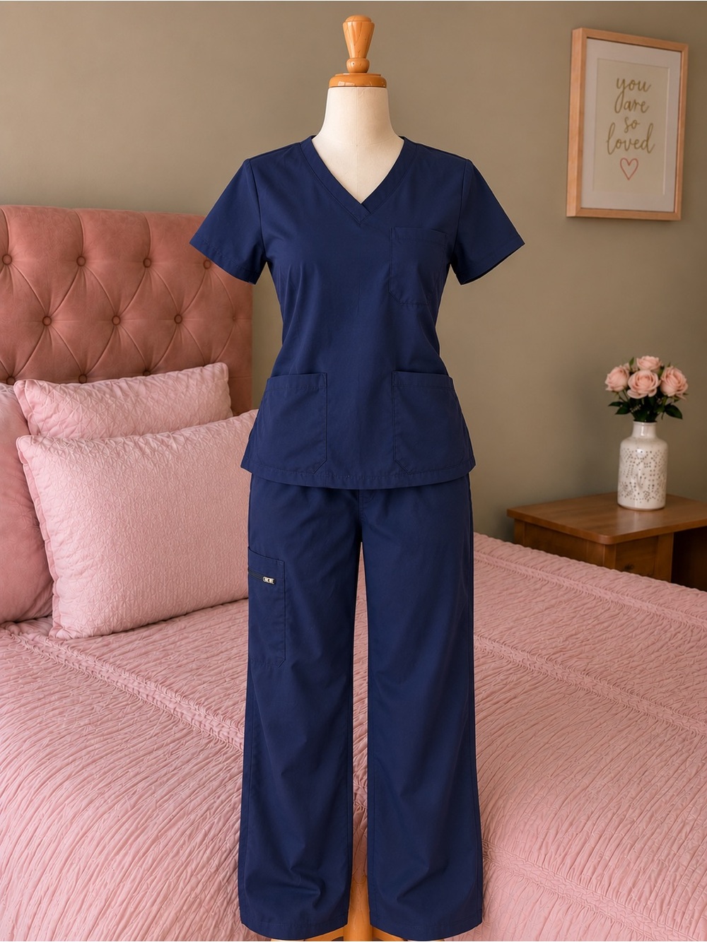 & Other Stories Navy V-Neck Scrub Set